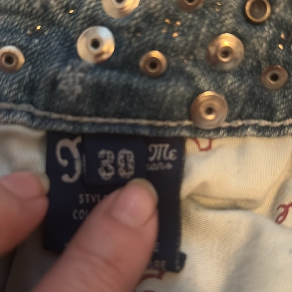 Miss Me Jeans Heavily Embellished Light Wash Distressed Size 30 Waist - Picture 11 of 12